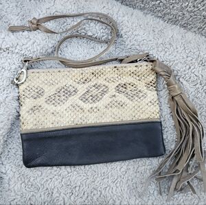 Maria Redondo Silvina Frydman Snakeskin Leather Crossbody bag black tan purse